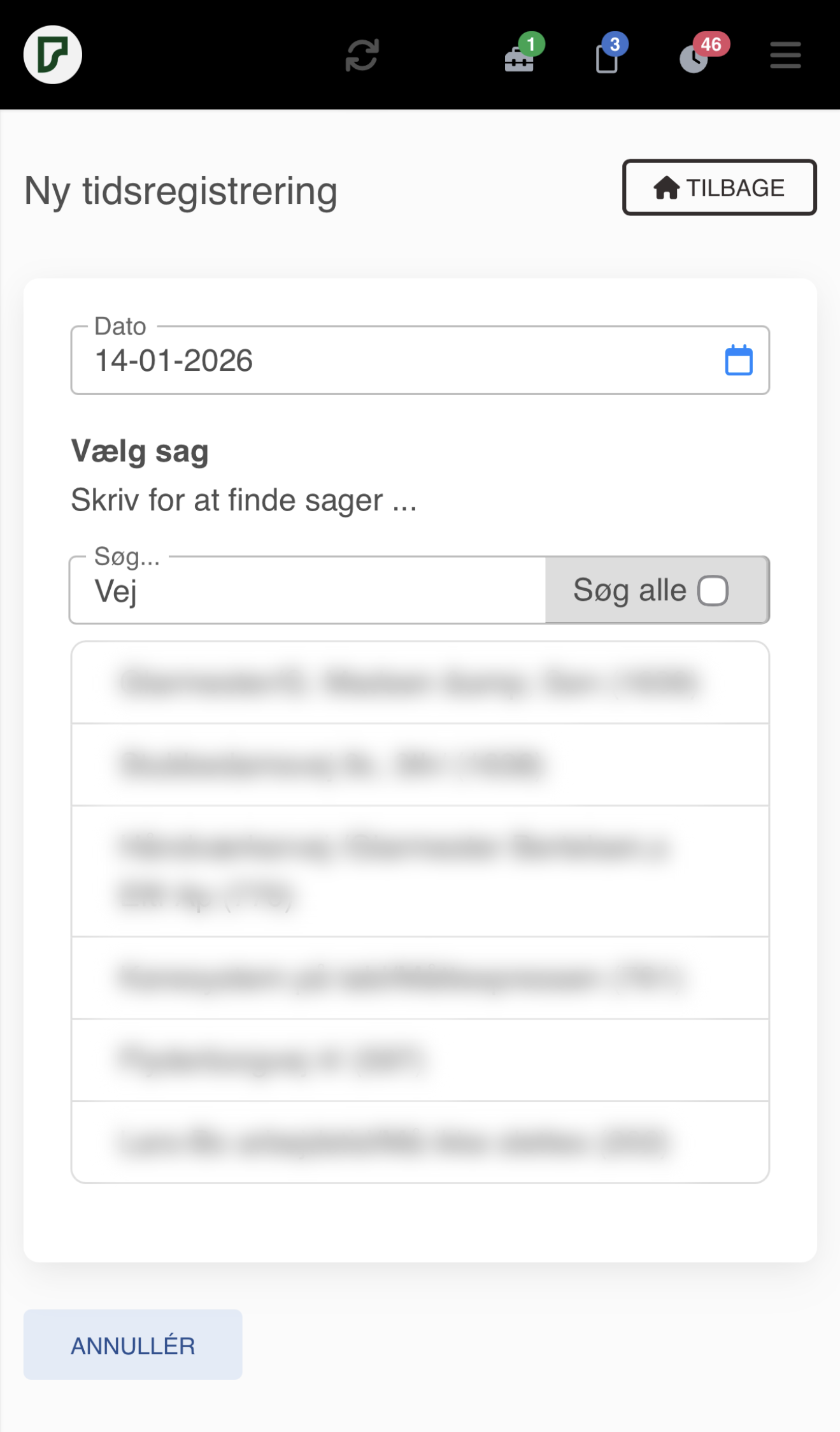 Vælg en sag