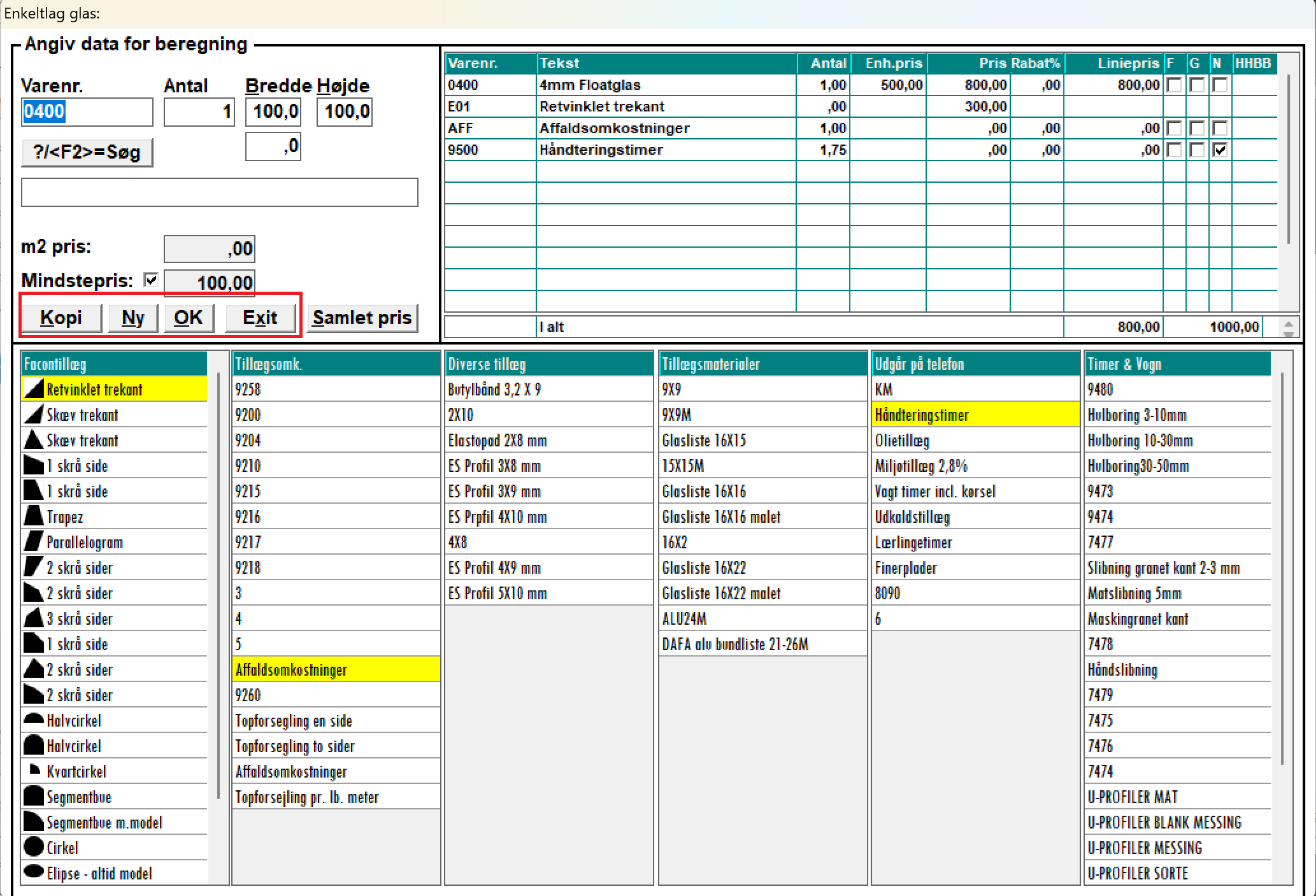 Afslut m2-beregning